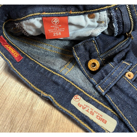 Big Star 25 R Skinny Mid Rise Dark Wash Denim Womens Jeans Minimal Cowgirl Basic - Picture 11 of 15